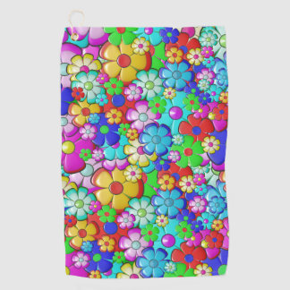 Hippy retro florale kunst golfhanddoek