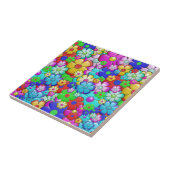 Hippy retro florale kunst tegeltje (Zijkant)