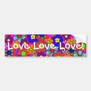 Hippy Retro Flowers Bumpersticker