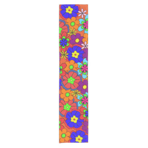 Hippy Retro Flowers Korte Tafelloper