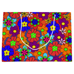 Hippy Retro Flowers Large Cadeauzakje