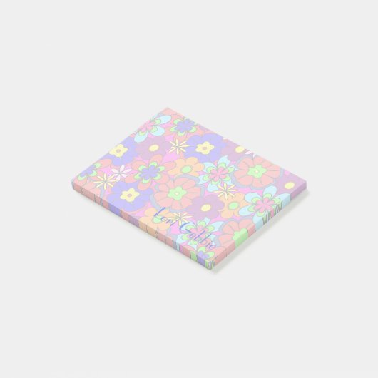 Hippy Retro Flowers Post-it® Notes (Schuin)