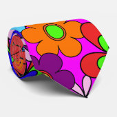 Hippy Retro Flowers Stropdas (Opgerold)