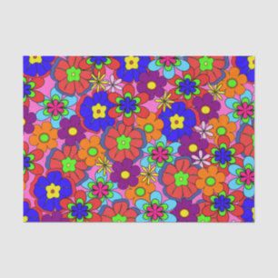 Hippy Retro Flowers Tissuepapier