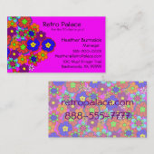 Hippy Retro Flowers Visitekaartje (Voorkant / Achterkant)