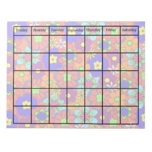 Hippy Retro Mod Flower Blank Agenda Notitieblok