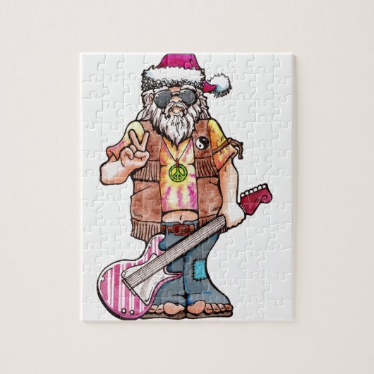 Hippy Santa zegt "Cool Yule" Legpuzzel (Verticaal)