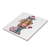 Hippy Santa zegt "Cool Yule" Tegeltje (Zijkant)