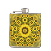 Hippy Sunflower Fractal Mandala Pattern Heupfles (Voorkant)