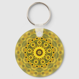 Hippy Sunflower Fractal Mandala Pattern Sleutelhanger