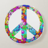 Hippy-vredesteken Rond Kussen (Achterkant)