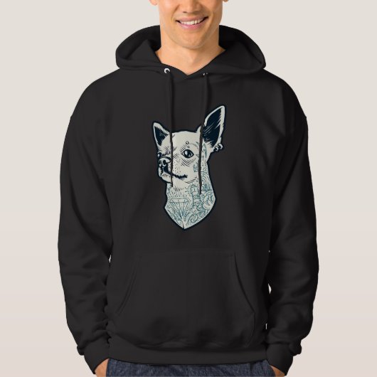 Hipser Chihuahua Hoodie (Voorkant)