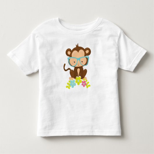 Hipster-aap, aap met bril, bloemen kinder shirts (Voorkant)