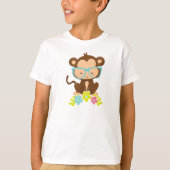 Hipster-aap, aap met bril, bloemen t-shirt (Voorkant)