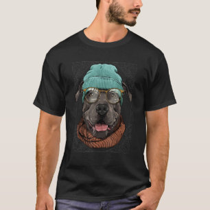 Hipster American Pit Bull Terrier Wearing Sunglass T-shirt