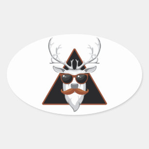 Hipster Antler Art Ovale Sticker