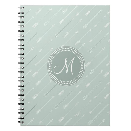 Hipster Arrow Mint Green Monogram Notitieboek (Voorkant)