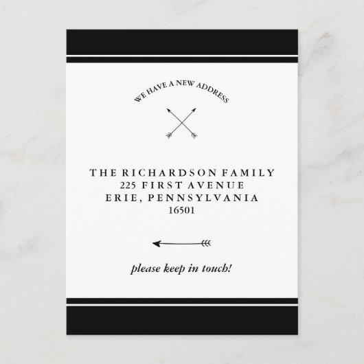 Hipster Arrows Zwart-wit Adreswijziging Aankondigingskaart (Voorkant)