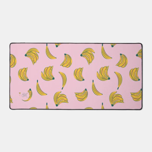 Hipster banaan patroon in roze achtergrond monogra bureaumat (Voorkant)
