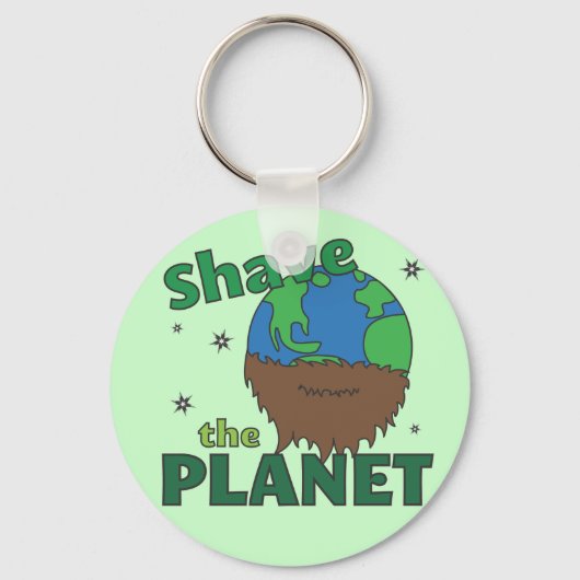 Hipster Bearded Earth Day Shave (Save) The Planet Sleutelhanger (Voorkant)