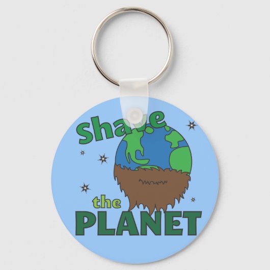Hipster Bearded Earth Day Shave (Save) The Planet Sleutelhanger (Voorkant)