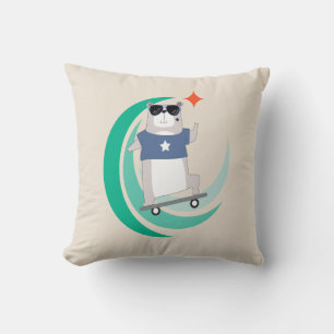 Hipster Beer Riding Skateboard Kussen