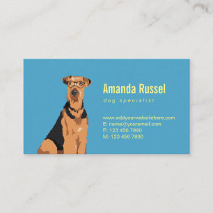Hipster Black en Brown Airedale Terrier Dog Visitekaartje