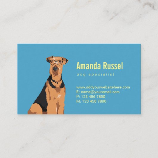 Hipster Black en Brown Airedale Terrier Dog Visitekaartje (Voorkant)