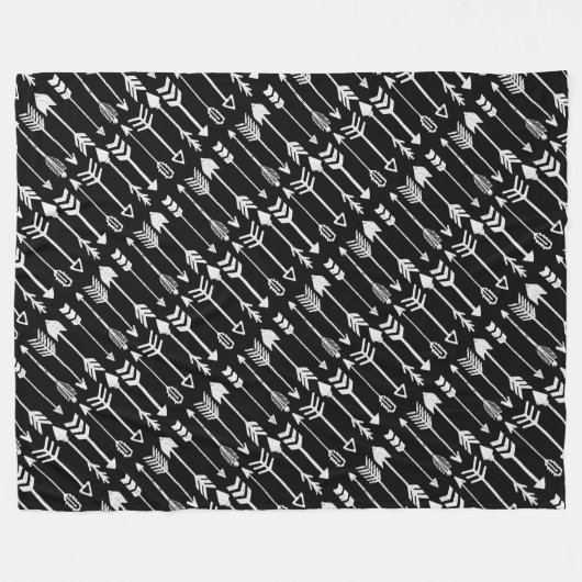Hipster Black en White Arrow Pattern Fleece Deken (Voorkant (Horizontaal))