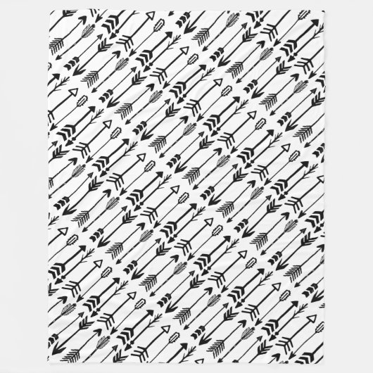 Hipster Black en White Arrow Pattern Fleece Deken (Voorkant)