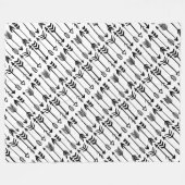 Hipster Black en White Arrow Pattern Fleece Deken (Voorkant (Horizontaal))