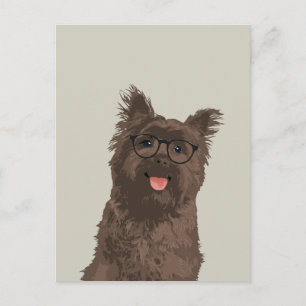 Hipster Black Glasses Caïro Terrier voor Hondenlie Briefkaart