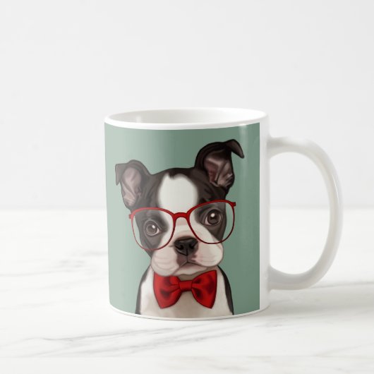 Hipster Boston Terrier Koffiemok (Rechts)