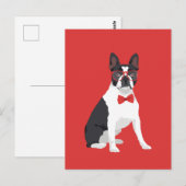 Hipster Boston Terrier met Red Glasses & Bow Strop Briefkaart (Voorkant / Achterkant)