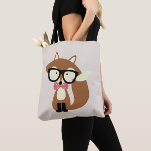 Hipster Bow Stropdas Brown Fox Tote Bag