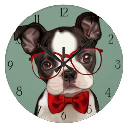 Hipster Boxer Puppy Grote Klok