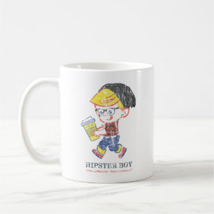 Hipster Boy heeft Parody-illustratie verstoord Koffiemok