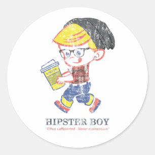 Hipster Boy heeft Parody-illustratie verstoord Ronde Sticker