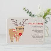 Hipster bril en sjaal rendier kerstfeest kaart (Staand voorkant)