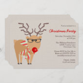 Hipster bril en sjaal rendier kerstfeest kaart (Voorkant / Achterkant)