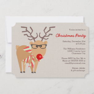 Hipster bril en sjaal rendier kerstfeest kaart