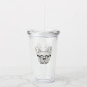 Hipster Bulldog Acryl Drinkbeker (Voorkant)