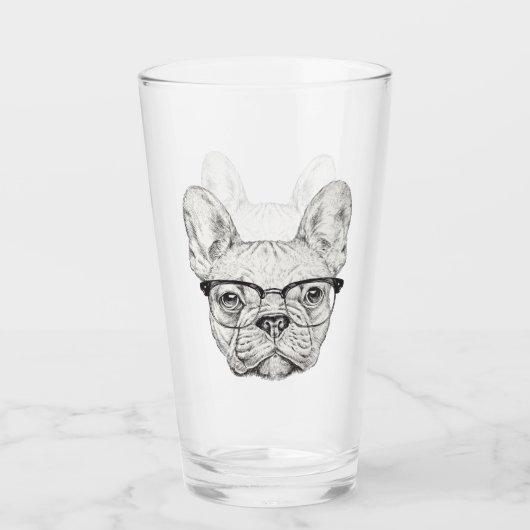 Hipster Bulldog Glas (Voorkant)