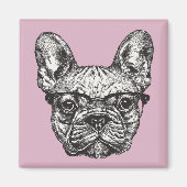 Hipster Bulldog Magneet (Voorkant)