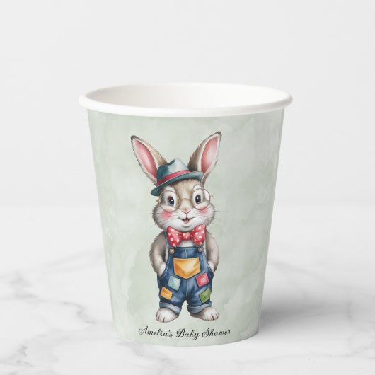 Hipster Bunny Boy Baby Shower Papieren Bekers (Voorkant)