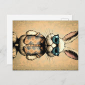 Hipster Bunny Soaks Up  Vibes met Retro Su Briefkaart (Voorkant / Achterkant)