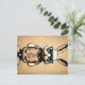 Hipster Bunny Soaks Up  Vibes met Retro Su Feestdagenkaart (Staand voorkant)