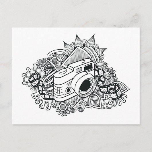 Hipster Camera Doodle Briefkaart (Voorkant)