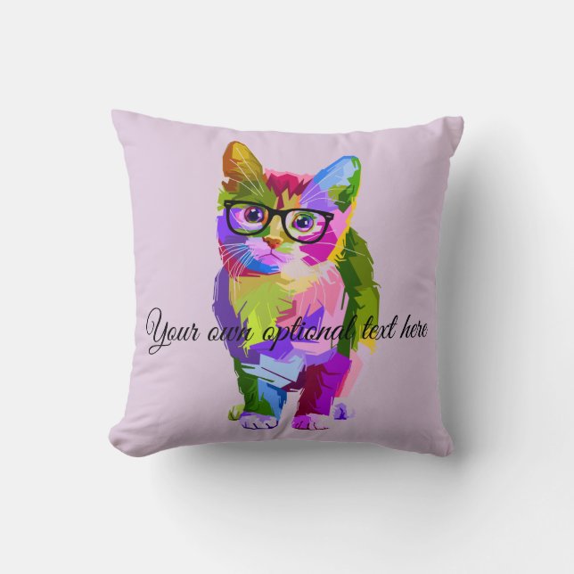 Hipster Cat Accent Pillow Kussen (Voorkant)