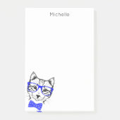Hipster Cat blue add jouw naam Post-it® Notes (Voorkant)
